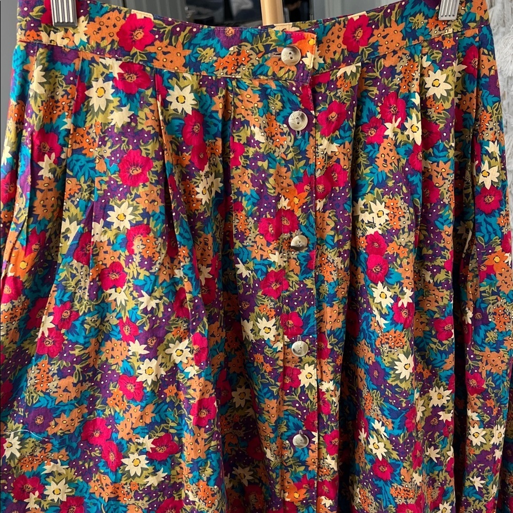 Vintage VTG Floral Print Midi Circle Skirt by Liz Sport Size 12 / XL - Picture 6 of 8